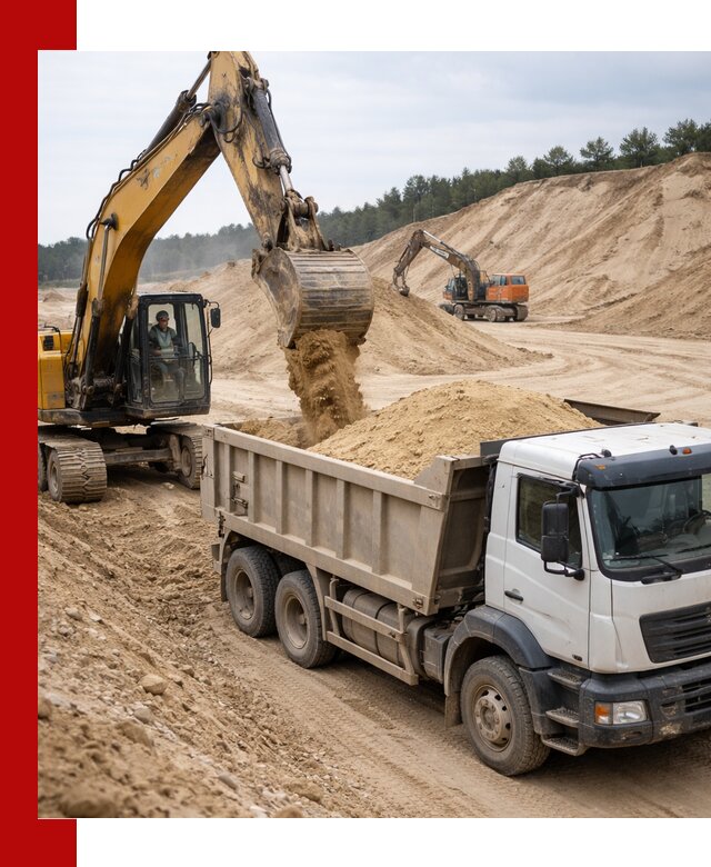 Доставка карьерного песка с самосвалами и разгрузкой в Шумерле