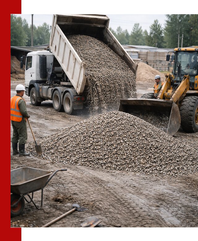 Мытый гравий с доставкой в Шумерле от карьера до участка