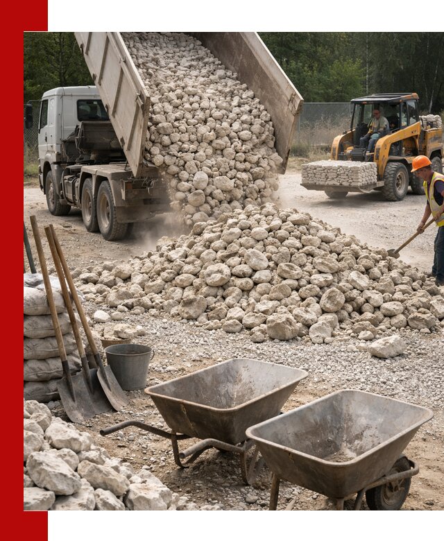 Доставка и продажа бутового известнякового камня в Шумерле