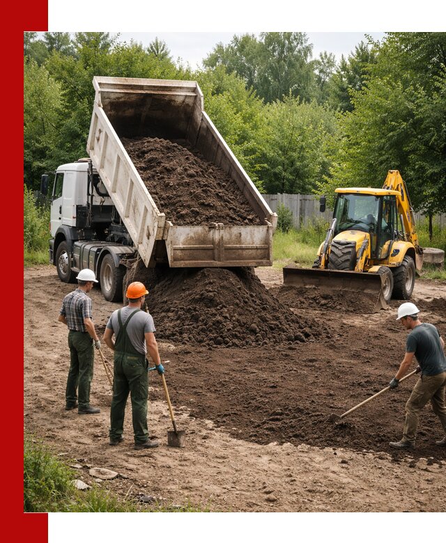 Доставка и укладка грунта для выравнивания участка в Шумерле