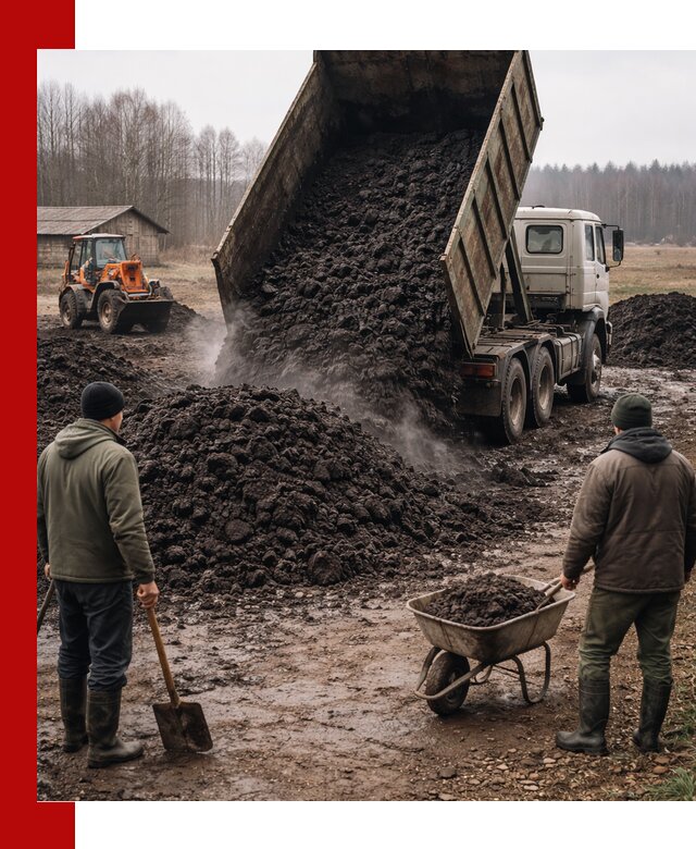 Доставка низинного торфа с разгрузкой и доставкой в Шумерле