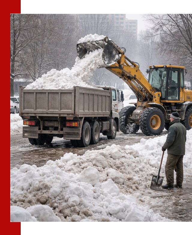 Вывоз снега грузовой техникой в Шумерле оперативно и чисто